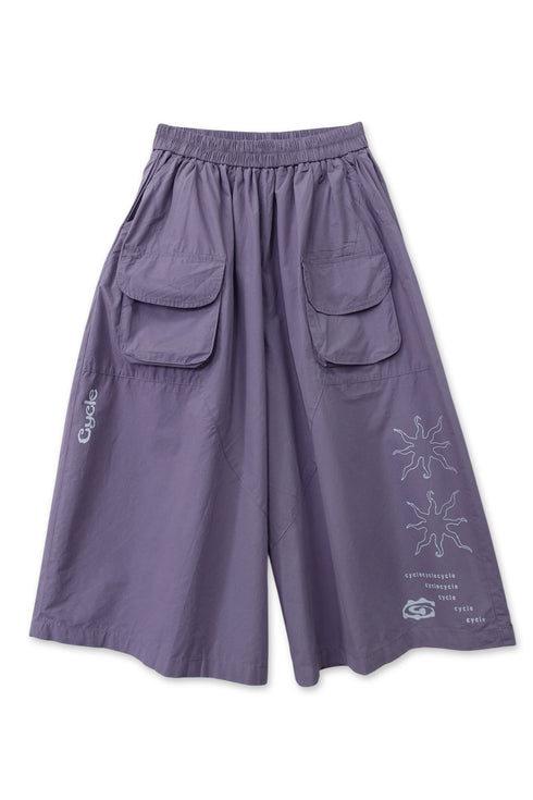 ROUND FLAP WIDE HALF PANTS -PURPLE-