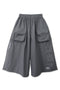 ROUND FLAP WIDE HALF PANTS -CHARCOAL-