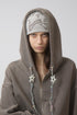 【PRE-ORDER】BEADED DRAWSTRING ZIP-UP HOODIE -BROWN-