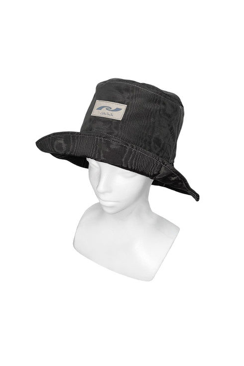 【90'S DEAD STOCK FABRIC】WOOD GRAIN BUCKET HAT -BLACK- *Last1