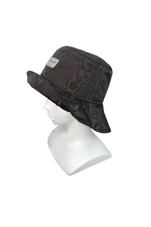 【90'S DEAD STOCK FABRIC】WOOD GRAIN BUCKET HAT -BLACK- *Last1