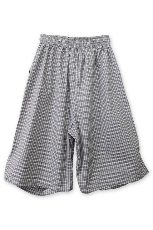 TUCKED CHECK HALF PANTS -GRAYISH BEIGE-