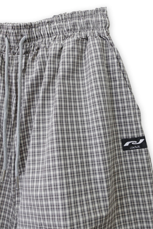 TUCKED CHECK HALF PANTS -GRAYISH BEIGE-