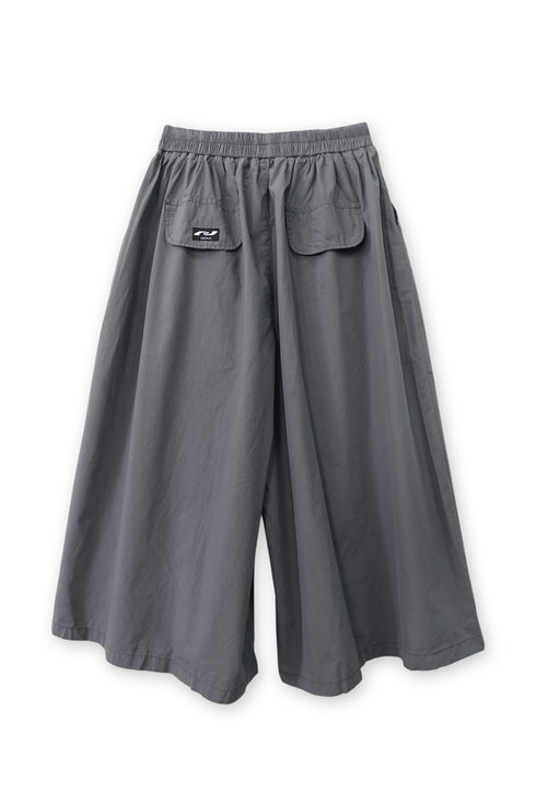 ROUND FLAP WIDE HALF PANTS -CHARCOAL-
