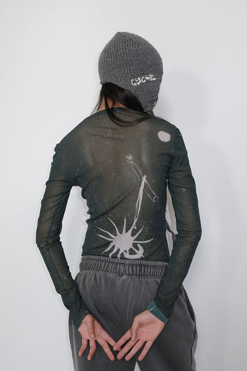 Allergy × Cycle HANDMADE KNIT FLIGHT CAP -CHARCOAL-