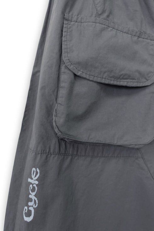 ROUND FLAP WIDE HALF PANTS -CHARCOAL-