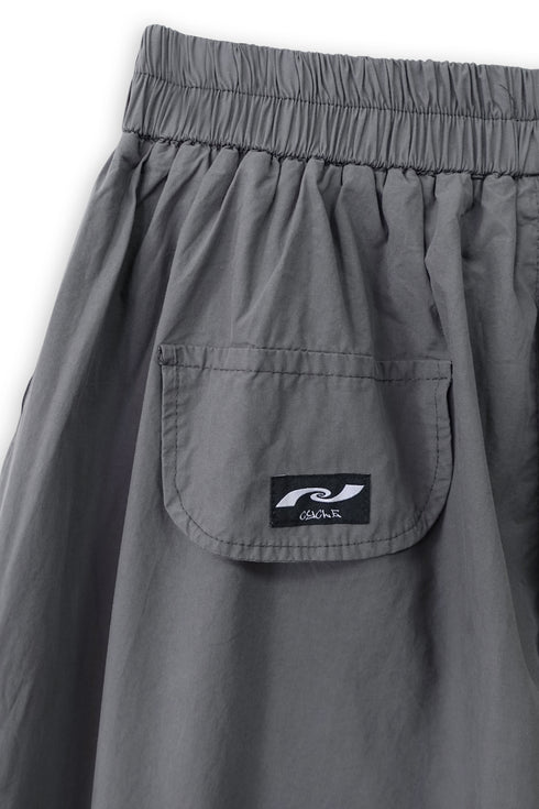 ROUND FLAP WIDE HALF PANTS -CHARCOAL-