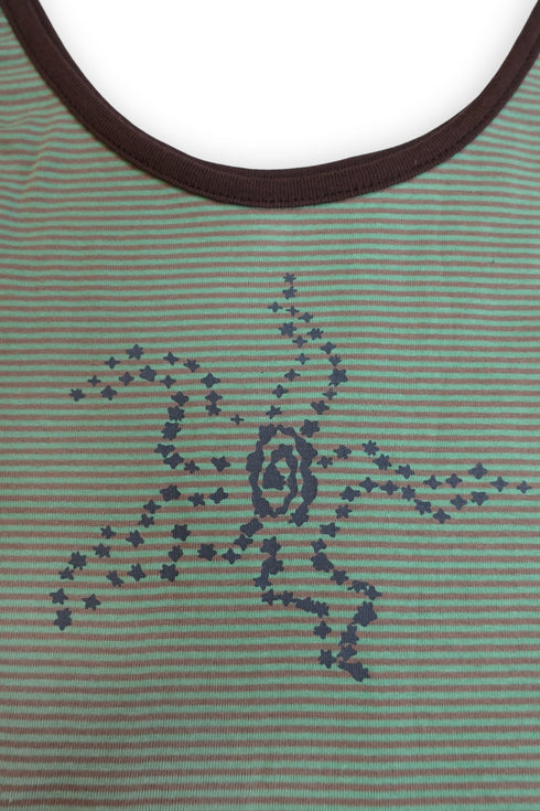 WARP STAR STRIPE CAMISOLE -GREEN × BROWN-