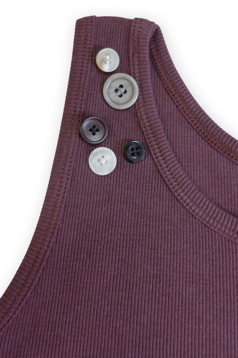 MIX BUTTON TANK TOP -BURGUNDY- *Only 1 stock