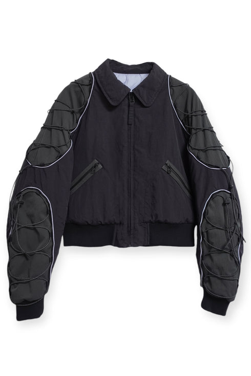 CODE MAZE ECO FABRIC BOMBER JACKET -BLACK (BAMBOO CHARCOAL)-