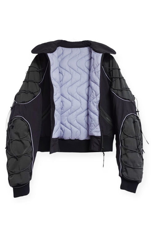 CODE MAZE ECO FABRIC BOMBER JACKET -BLACK (BAMBOO CHARCOAL)-
