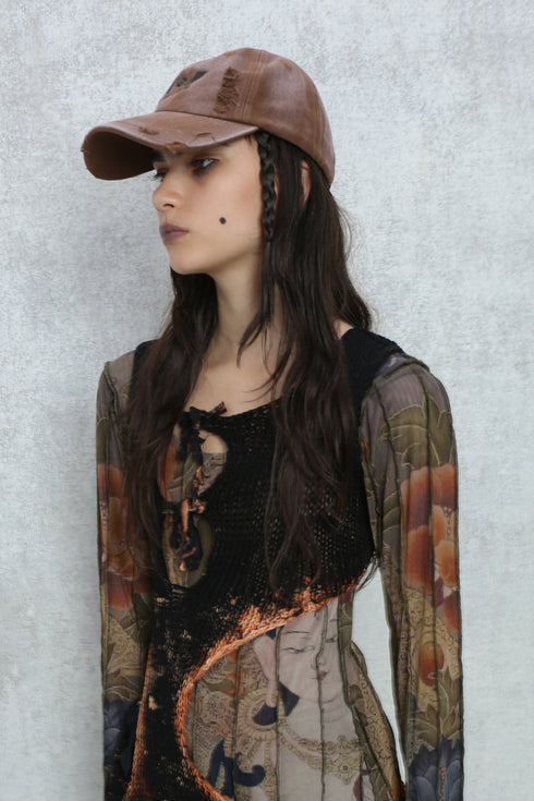 【RESTOCK】WASHED EMBROIDERY LOGO CAP -WASHED BROWN-