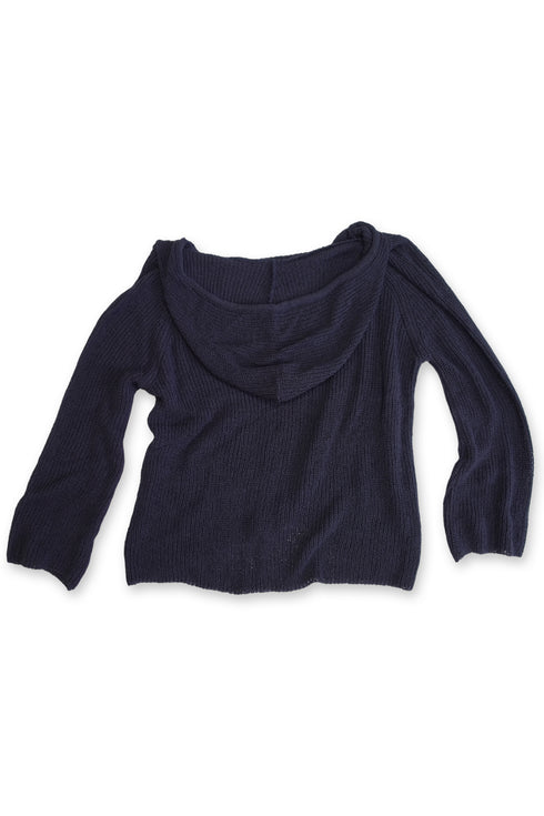 MIX CORD SUMMER KNIT HOODIE -NAVY-