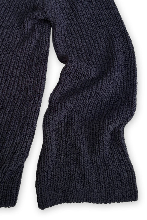 MIX CORD SUMMER KNIT HOODIE -NAVY-