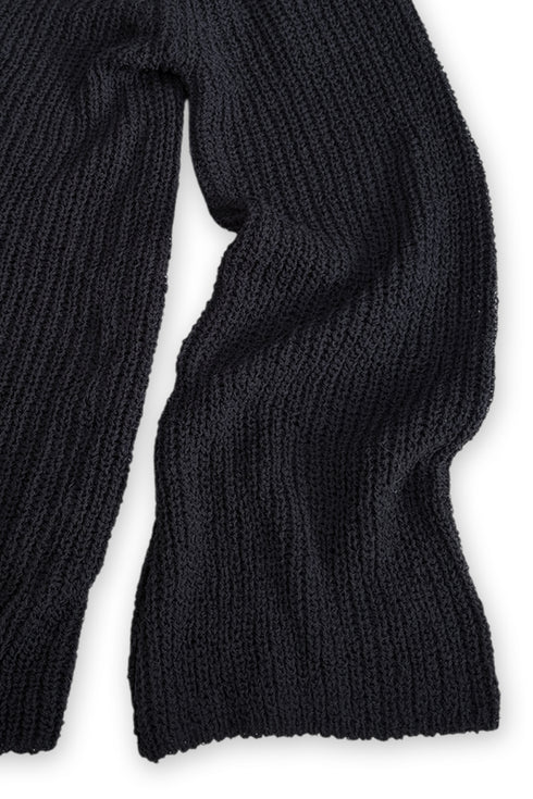 MIX CORD SUMMER KNIT HOODIE -BLACK-