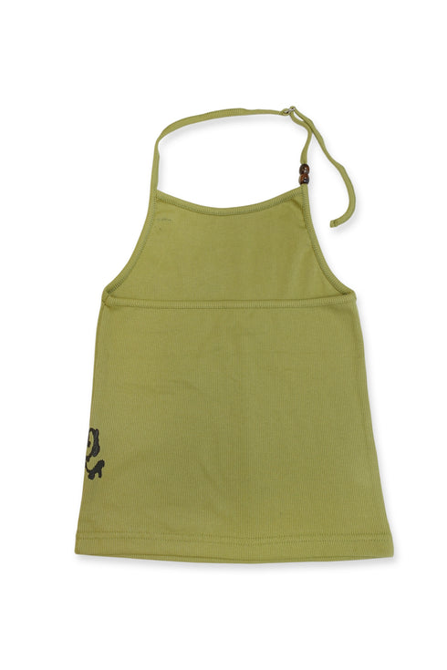 RIB HALTER CAMISOLE -OLIVE-