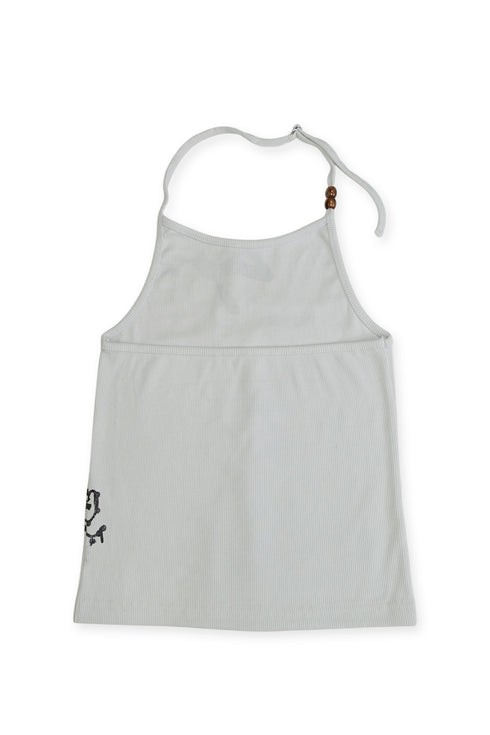 RIB HALTER CAMISOLE -LIGHT GRAY-