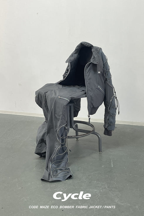 CODE MAZE ECO FABRIC BOMBER JACKET -GRAY (BAMBOO CHARCOAL)-