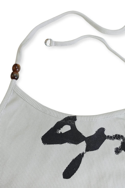 RIB HALTER CAMISOLE -LIGHT GRAY-