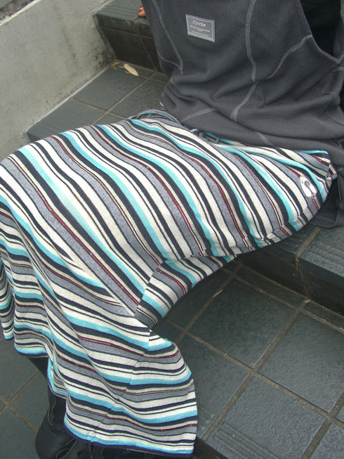 【RESTOCK】MULTICOLOR STRIPE DRAWSTRING SKIRT -BLUE MIX-