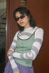 WARP STAR STRIPE CAMISOLE -GREEN × BROWN-