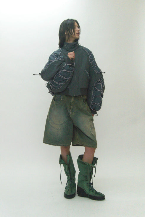 【PRE-ORDER】METAMORPHOSIS ECO FABRIC BOMBER JACKET -GRAY (BAMBOO CHARCOAL)-