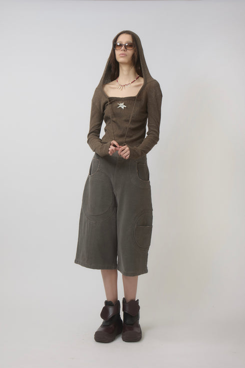 【PRE-ORDER】SPIRAL STAR TIGHT HOODIE -BROWN-