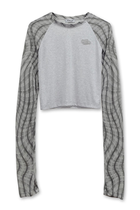 【PRE-ORDER】WAVY CHECK RAGLAN LONG SLEEVE TEE -ASH GRAY × GRAY-