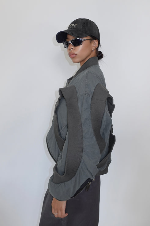 CIRCLE RIB WASHED MA-1 -STONE CHARCOAL-