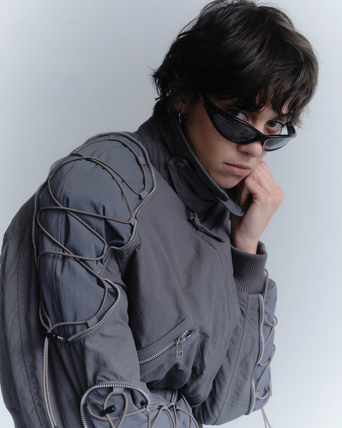CODE MAZE ECO FABRIC BOMBER JACKET -GRAY (BAMBOO CHARCOAL)-