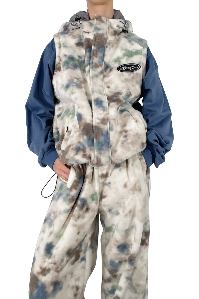 Tiedye boa vest ivory mix Cycle by myob