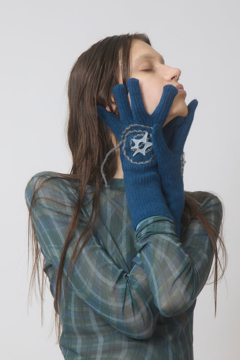 【PRE-ORDER】SPIRAL STAR KNIT GLOVES -DARK BLUE-
