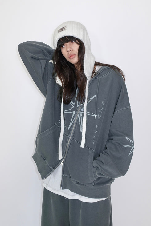 DRAW CODE MOHAIR KNIT CAP -WHITE-