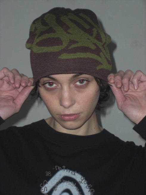 nyke × Cycle TAG BEANIE -BROWN×KHAKI-