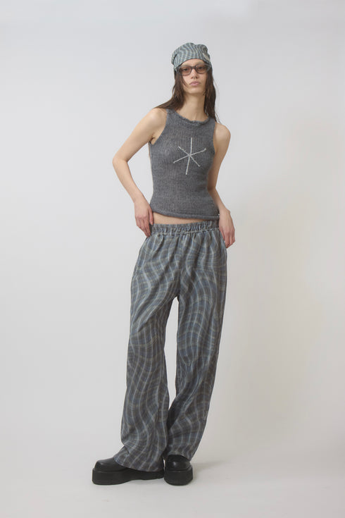 【PRE-ORDER】WAVY CHECK TROUSERS -BLUE MIX-