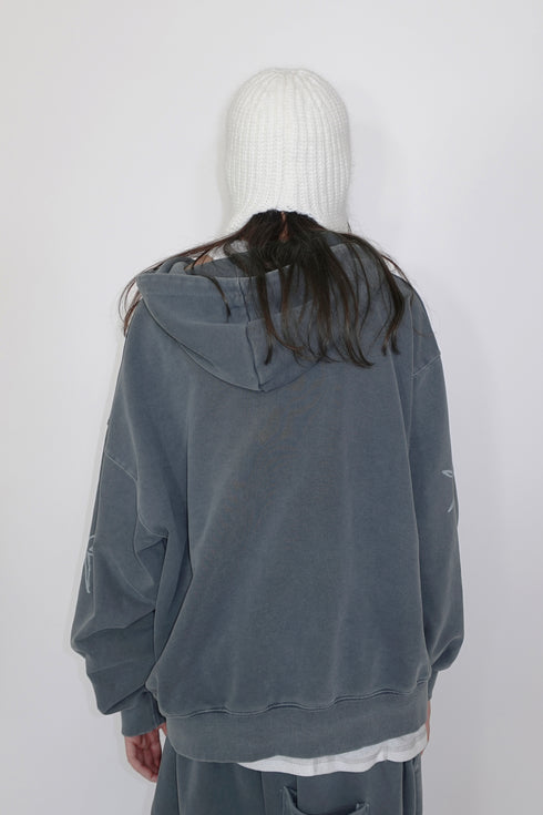 Mayte × Cycle ECHO STAR WASHED ZIP-UP HOODIE -GRAYISH BLUE-