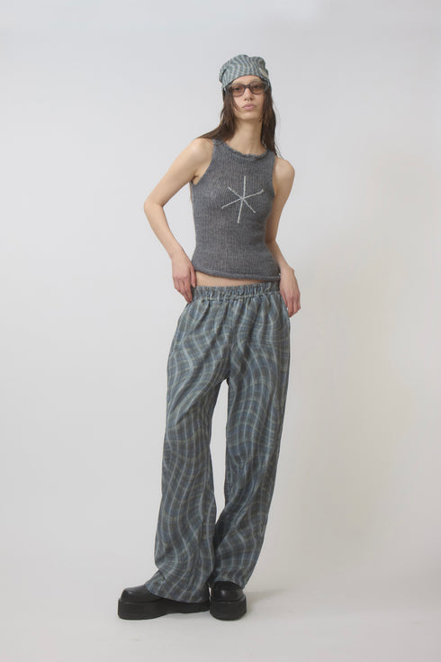 WAVY CHECK TROUSERS -BLUE MIX-