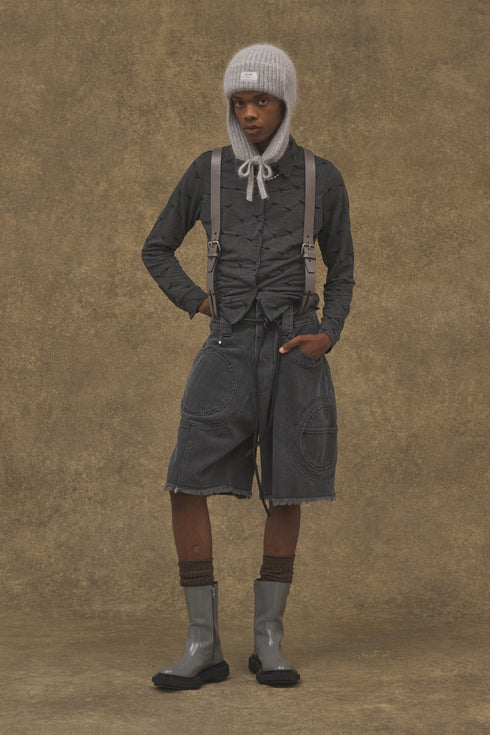 DRAW CODE MOHAIR KNIT CAP -GRAY-