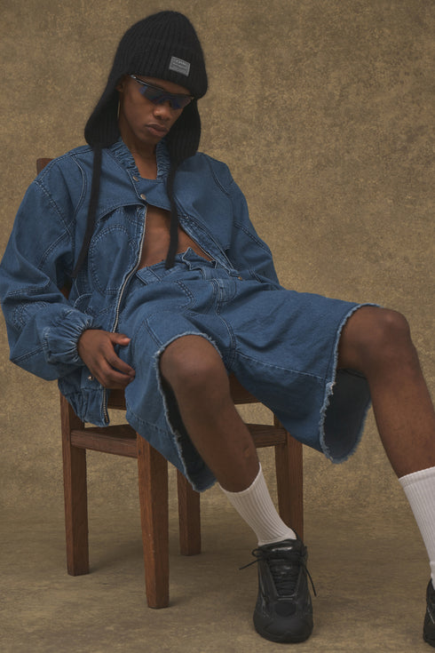 DRAW CODE MOHAIR KNIT CAP -BLACK-