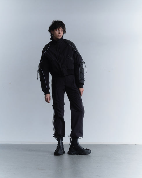 CODE MAZE ECO FABRIC BOMBER JACKET -BLACK (BAMBOO CHARCOAL)-