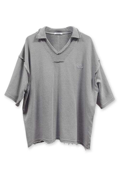 【PRE-ORDER】WASHED CUT-OFF SWEAT TOP -GRAY-
