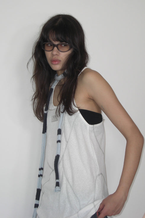 Merbeau × Cycle HANDMADE WIND SCARF -LIGHT BLUE × SLATE CHARCOAL- *Last1