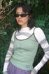 WARP STAR STRIPE CAMISOLE -GREEN × BROWN-