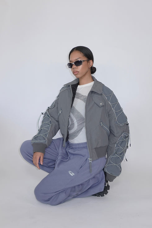 CODE MAZE ECO FABRIC BOMBER JACKET -GRAY (BAMBOO CHARCOAL)-