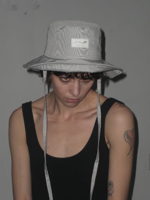 【90'S DEAD STOCK FABRIC】WOOD GRAIN BUCKET HAT -GRAY-