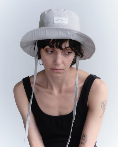 【90'S DEAD STOCK FABRIC】WOOD GRAIN BUCKET HAT -GRAY-