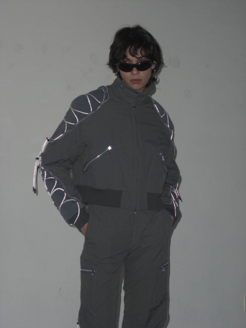 CODE MAZE ECO FABRIC BOMBER JACKET -GRAY (BAMBOO CHARCOAL)-