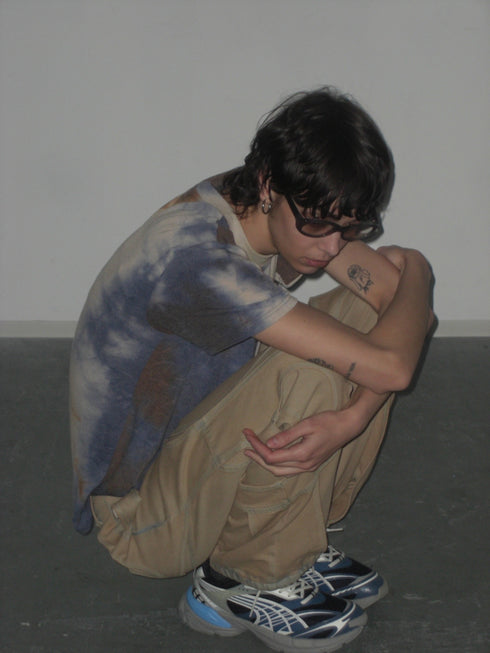 CIRCLE CUT-OUT PANTS -RUSTED BEIGE-