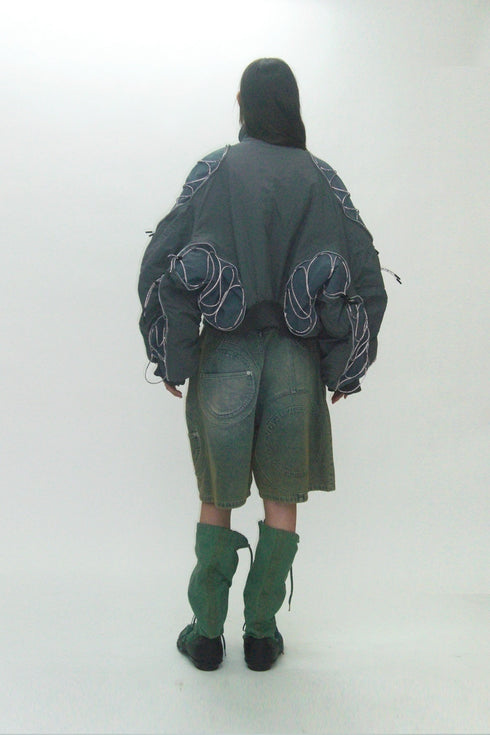 【PRE-ORDER】METAMORPHOSIS ECO FABRIC BOMBER JACKET -GRAY (BAMBOO CHARCOAL)-