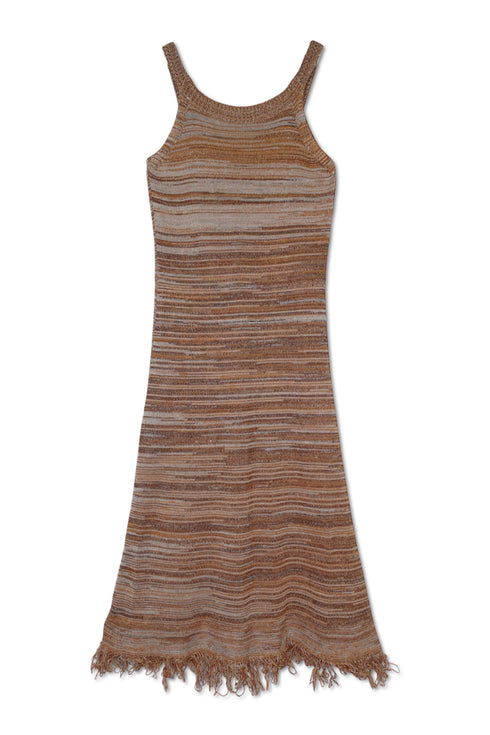 FRINGED SUMMER KNIT DRESS -CAMEL- *Last1